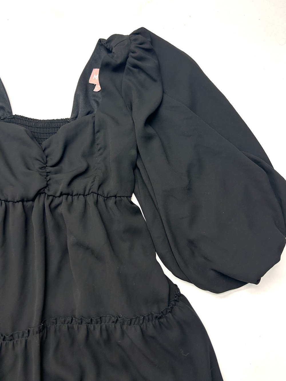 Show Me Your Mumu Black Tiered Puff-Sleeve Mandi Mini Dress - Picture 5 of 6